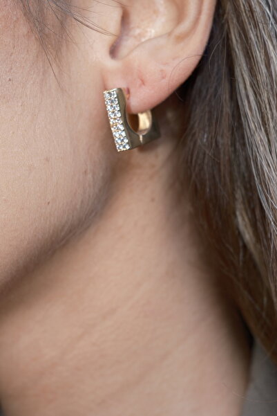 GİS JEWELRY أقراط مربعة من حجر الذهب الصلب