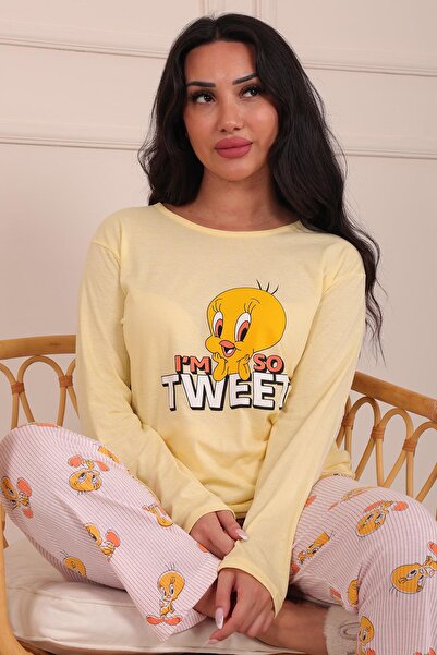 Niket Life Tweety Desenli Kısa Kol Altı Kapri Pijama Takımı