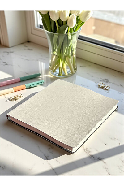 Fark Tanıtım Блокнот без лінійок – Блокнот з PU шкіри – 16,5x16,5 см, 96 аркушів (192 сторінки), 90 г паперу кольору слонової кістки