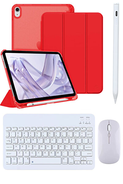 Covpor Apple iPad 11. NESİL A16 ve 10.NESİL 10.9 Uyumlu Flip Kılıf Kırmızı+Bl...