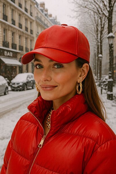 MARBERRY Pălărie roșie din piele artificială pentru femei - șapcă