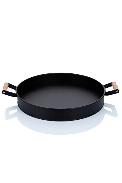 EVSTYLE Black Metal Village Tray 38 Cm Wrought Iron