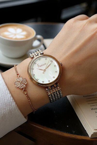 Freelook Sedef Kadran Rose Gold/metalik Kadın Kol Saati + Bileklik