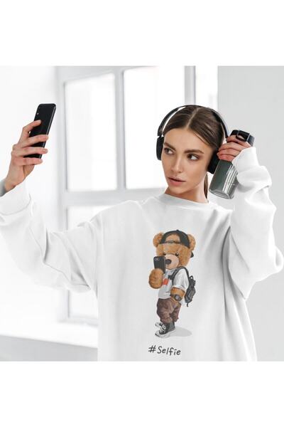 SUNFREE Φούτερ Unisex με στάμπα Selfie Teddy Bear