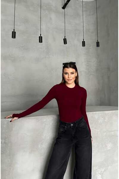 Alola Parmak Geçmeli Bisiklet Yaka Likralı Modal Kumaş Orjinal Badi