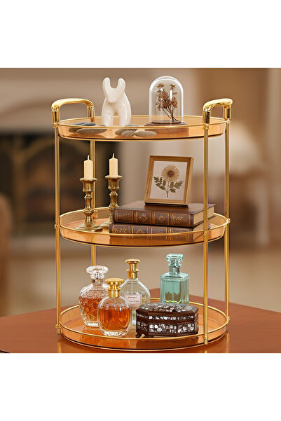 Cozy Nest 3-Tier Round Golden Serving Tray Stand Dessert Display for Cake, Fruits, Pastries & Home Decoration