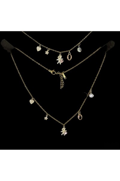 TinyLoveBox Çelik Kalp ve Ayıcık Figürlü Charm Kolye & Bileklik Seti