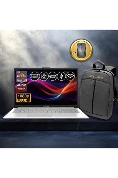 ASUS Vivobook Go 15 Ryzen5-7520U 8GB 512GB Nvme SSD E1504FA-BQ1741 Atl13 15.6" FreeDos Notebook+Çant