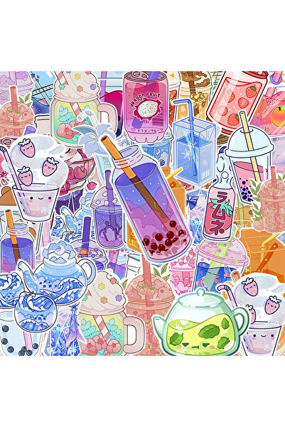 choice2 50PCS 10/30/50pcs INS Style Cute Cartoon Drink Milk Tea Stickers for ...