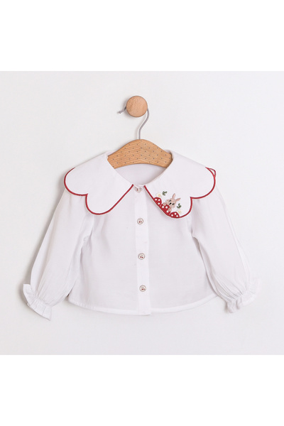 Cumino Rabbit Embroidered Girls' Shirt 6-9/9-12/12-18/18-24 Months