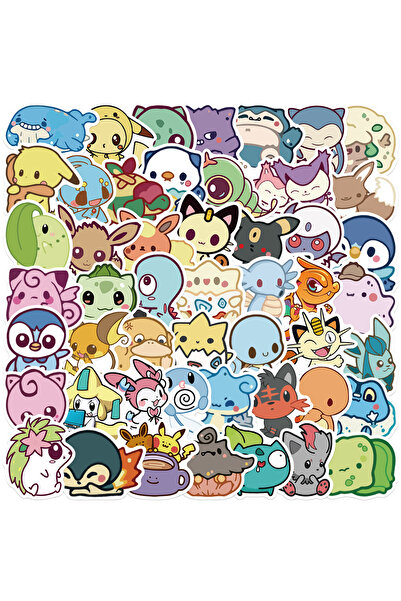 BANDAI 50 قطعة من ملصقات بوكيمون بيكاتشو الرائعة للأنيمي DIY للتزلج على الجلي...