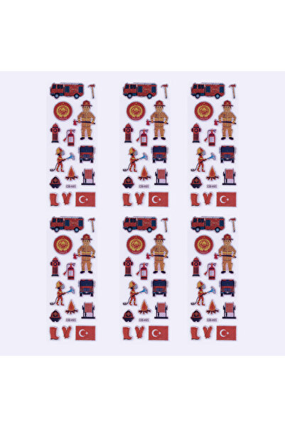 Bimotif 6 autocolante adezive în relief, pompieri