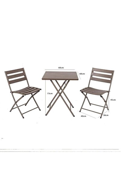 Family Ship Outdoor Seating - Table Set with 2 Folding Chairs - Dark Gray