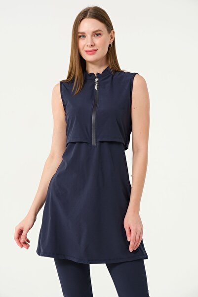 FORMO Women's Zippered Closed High Neck Zero Sleeve Capri Quick Dry Swimsuit