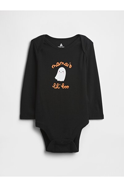 GAP Bebek Koyu Gri Grafik Desenli Bodysuit