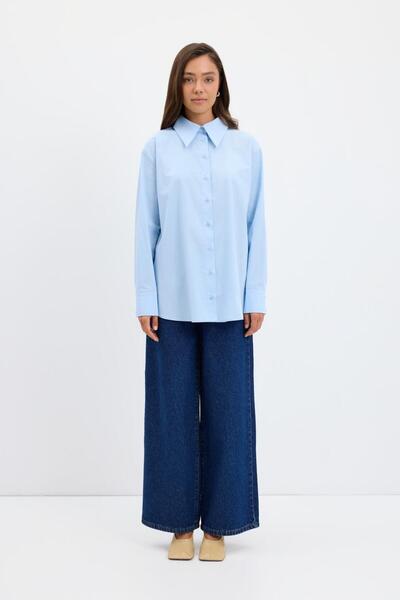 KADRİYE BAŞTÜRK Βασικό πουκάμισο από βαμβάκι μπλε