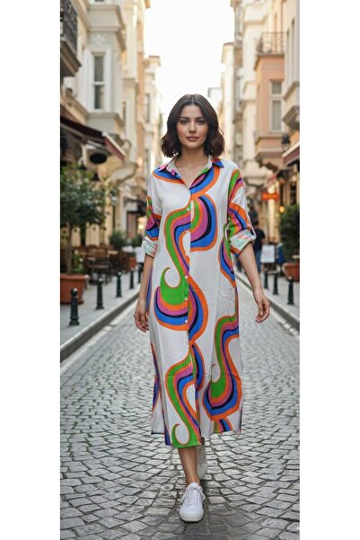 Cockatoo فستان قميص نسائي من الفيسكوز مع تفاصيل الجيب