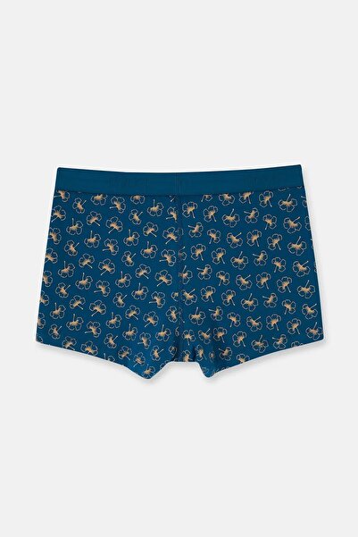 Dagi Koyu Mavi 2'li Desenli Pamuk Boxer