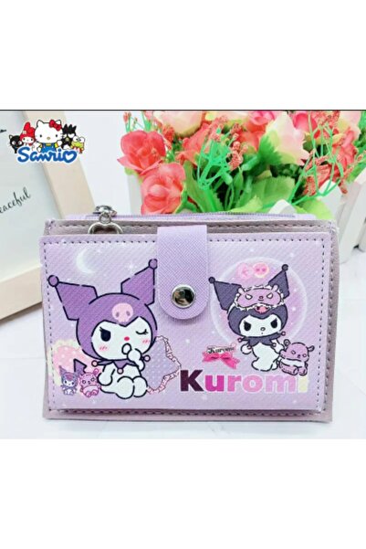 SANRIO Kuromi Detailled Girl's Wallet with Business Card Holder and Zipper