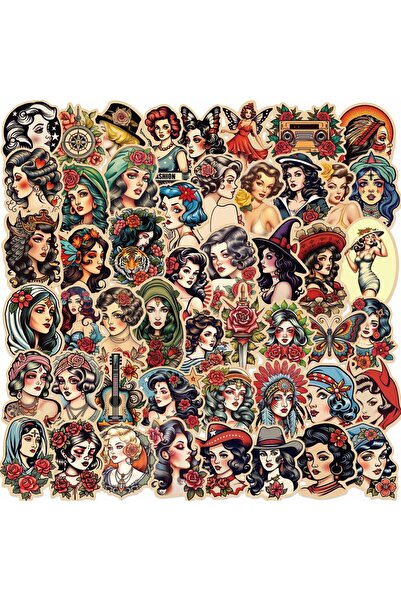 Choice 50 قطعة 50 قطعة ملصقات جرافيتي أوروبية وأمريكية ريترو للنساء والفتيات DIY سيارة ثلاجة لوح تزلج