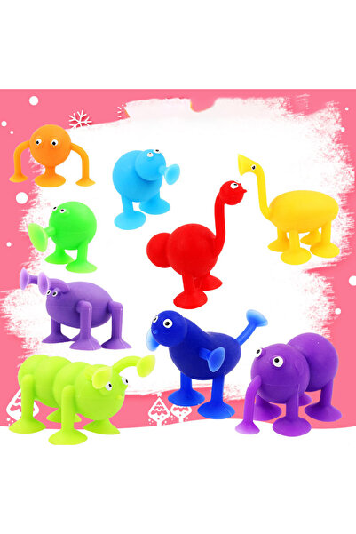 Choice مجموعة واحدة من 9 قطع/مجموعة من ألعاب أكواب الشفط على شكل حيوان صغير، مكعبات بناء متعددة الألوان، لعبة مصاصة للأطفال