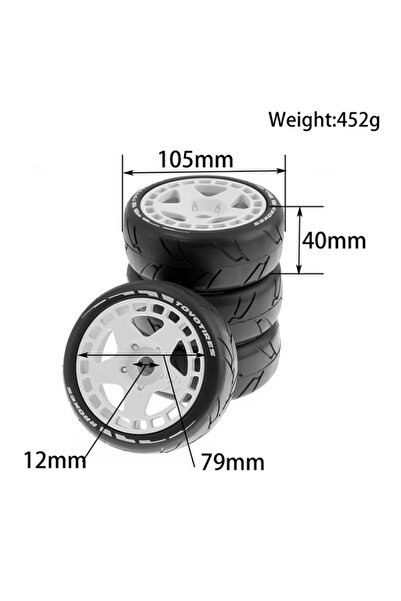 Choice إطارات W48 4 قطع 105 مم 1/8 مقياس RC للطرق الوعرة وعجلة سداسية 17 مم ل...