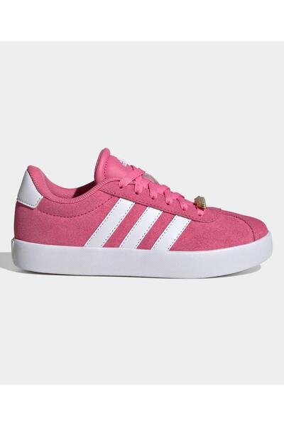 adidas VL Court 3.0 Lace Up Closure Suede Shoes - Dark Pink