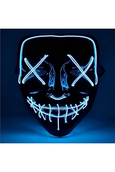 TK Gruppe Masca neagra de groaza cu lumina led pe baterii halloween,