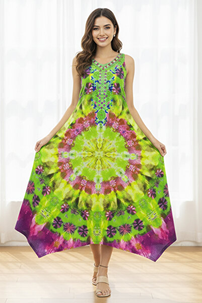 dorbe tie-dye mandala bohemian summer style maxi dress for women