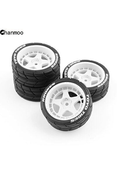 Choice 4 قطع إطارات عجلات بلاستيكية بيضاء مقاس 1/10 سباق، إطار مطاطي سداسي 12...