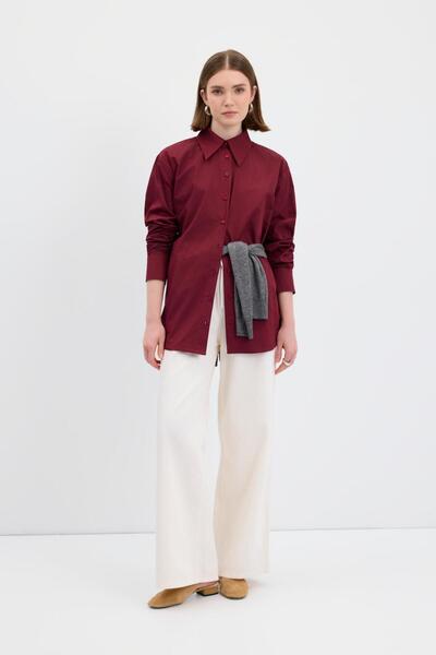 KADRİYE BAŞTÜRK Βασικό πουκάμισο από βαμβάκι μπορντό