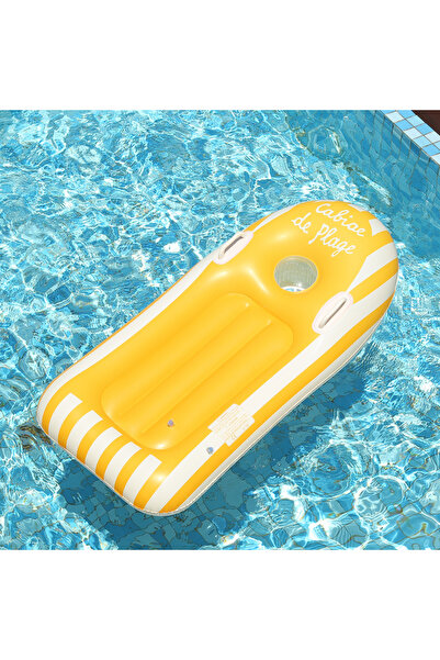 Choice لوح ركوب أمواج قابل للنفخ وقابل للطي باللون الأصفر، قطعة واحدة، مع مقا...