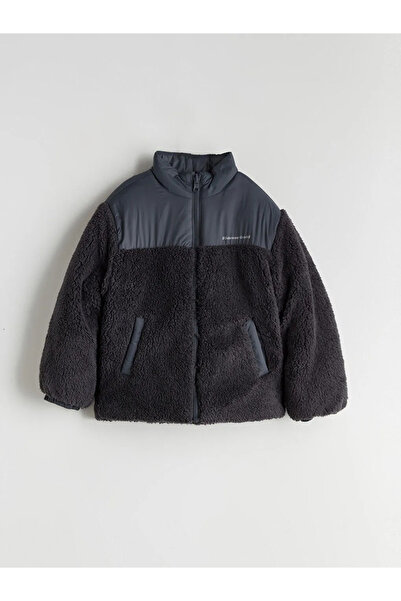 LC Waikiki LCW Kids Antracit guler ridicat Palton pentru băiat din pluș