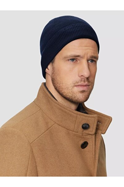 s.Oliver BLACK LABEL Căciulă bărbătească din lână merinos, bleumarin închis