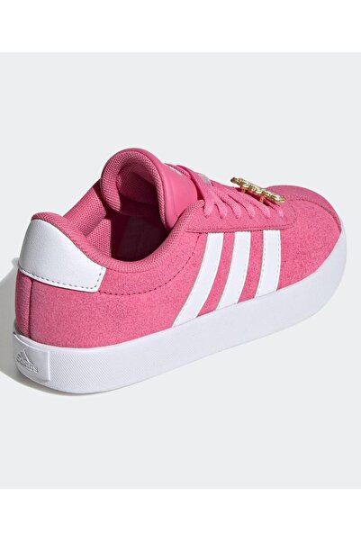 adidas VL Court 3.0 Lace Up Closure Suede Shoes - Dark Pink