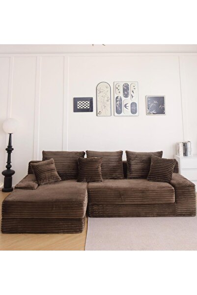 JOJO HOME Canapea Serenity Velvet, Spuma HD, L x l x h: 270 x 170 x 70 cm, Maro