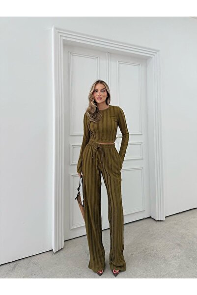 ARK MAĞAZALARI Firfirli Long Sleeve Finger-Through Crop Set