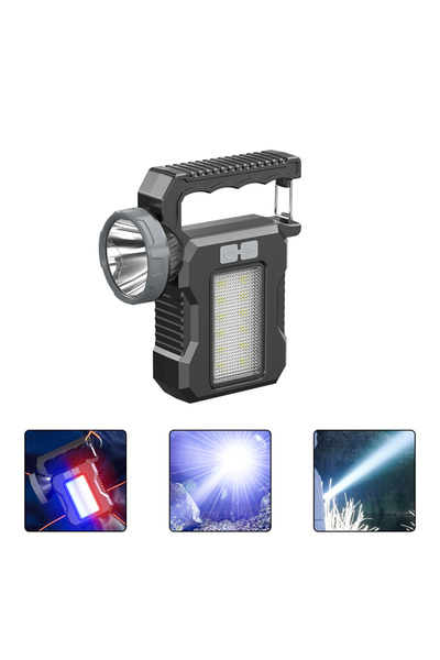 Choice 8801 مصابيح يدوية محمولة قوية قابلة لإعادة الشحن عبر USB تعمل بالطاقة الشمسية مع ضوء عمل COB بأربع سرعات شحن