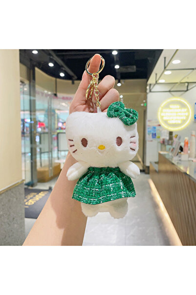 Miniso Fluorescent Yellow Plush keychain anime accessory pendant keychain Hello Kitty keychain bag pendant