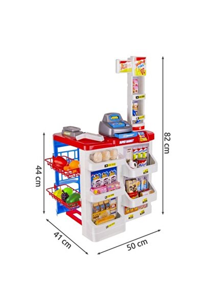 ISO TRADE Supermarket copii deluxe cu casa de marcat,carucior si 24 accesorii, lumina si sunet + Baterii bonus
