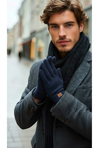 LAGRANZE Men's Plain Angora Gloves