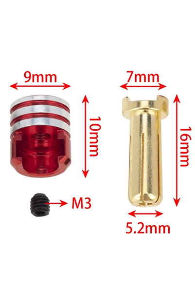 Choice موصل بطارية سيارة RC بقطر 5.0 مم و8 فتحات، 1 أسود + 1 أحمر، موصل رصاصة...