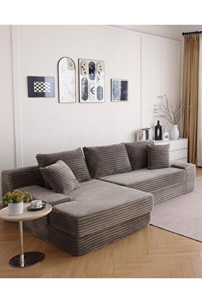 JOJO HOME Canapea Serenity Velvet, HD Foam, L x l x h: 270 x 170 x 70cm, Cappuccino