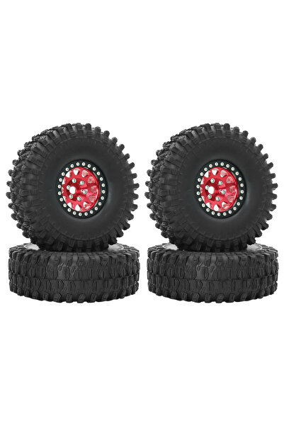 Choice 4pcs Red Metal 1.9 Beadlock Wheel Rim Tires Set for 1/10 RC Crawler Car Axial SCX10 III AXI03007 900