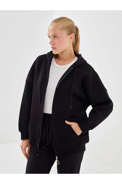 DeFacto Hooded Oversize Women's Zippered Sweatshirt
