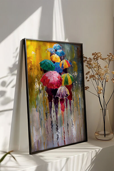 huhuli Ahşap Siyah Çerçeveli Minimalist Tablo Huhu187