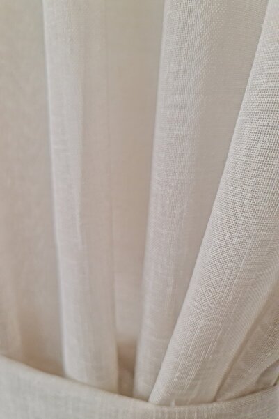 cotton maison Frilly Linen Tulle Curtain Single Sash Romantic Flounced Tie up