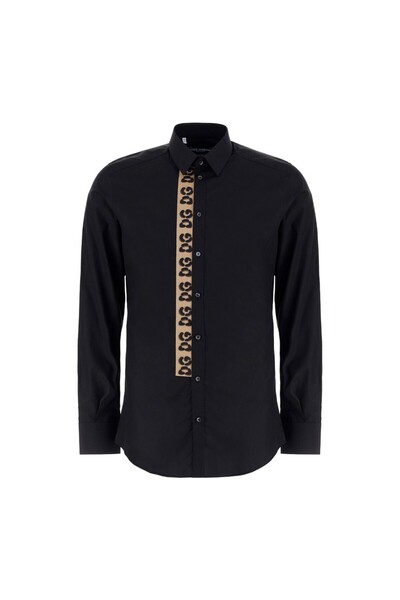 Dolce&Gabbana CĂMAȘĂ NEAGRĂ CU DETALIU ANIMAL PRINT