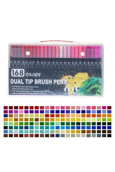 SIPEDO Set 168 markere pe bază de apă, două tipuri de vârfuri, 1-2 mm, 0,4 mm, netoxice, cu uscare rapidă, pentru design,