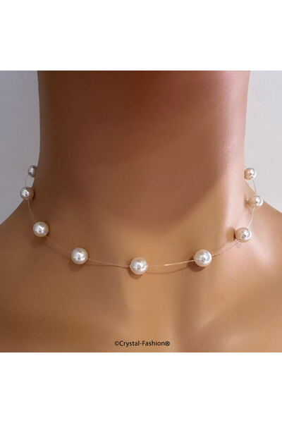 Crystal-Fashion® Colier cu perle 7mm pe fir transparent